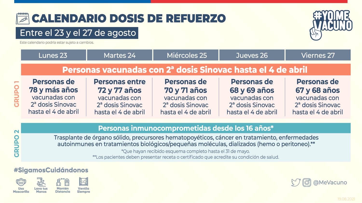 dosis de refuerzo 23 agosto