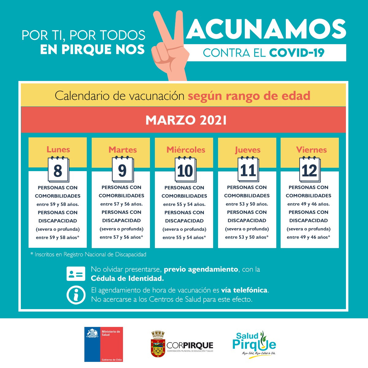 vacunacion calendario 8a12 marzo