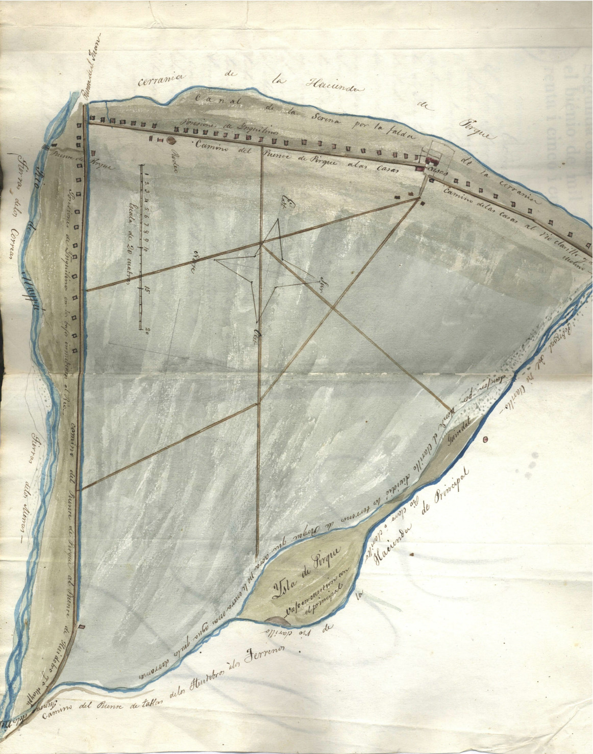 Plano Hacienda de Pirque 1846, Archivo Histórico Nacional
