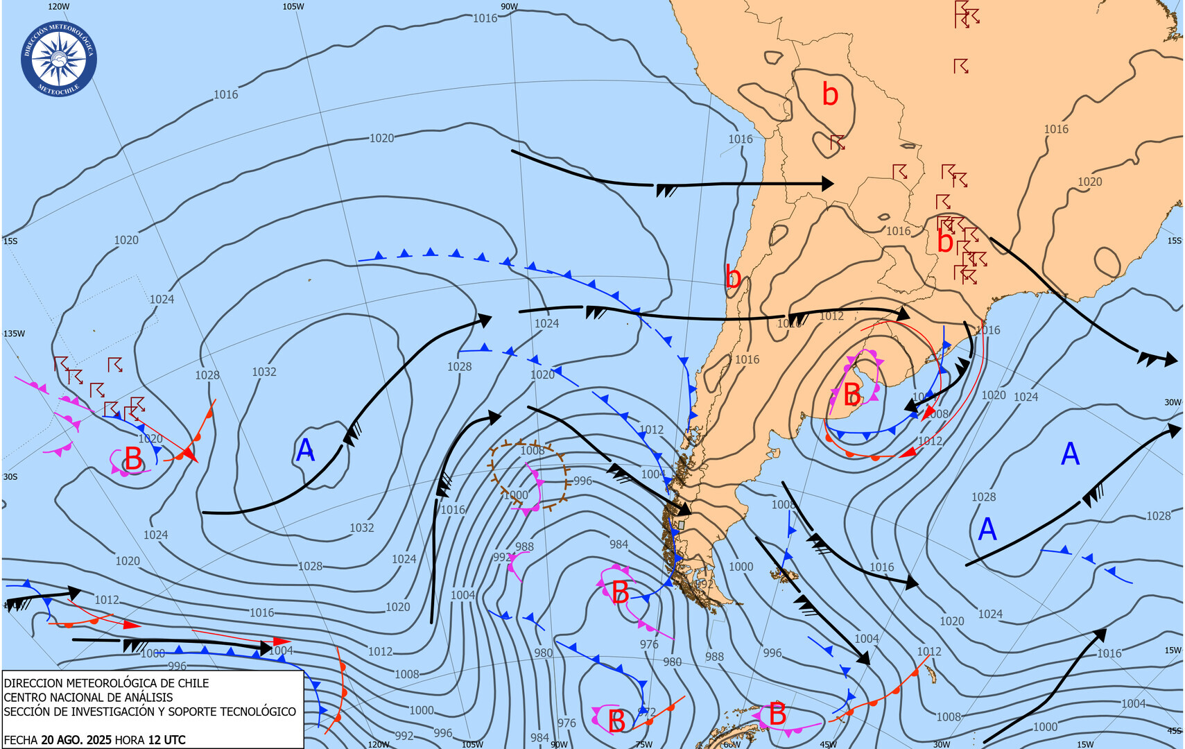 carta sinoptica 20250820 12UTC
