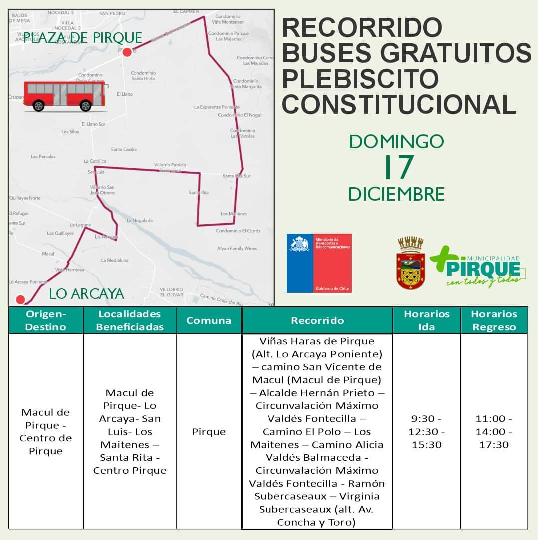 recorridos gratiotos 2023 Macul