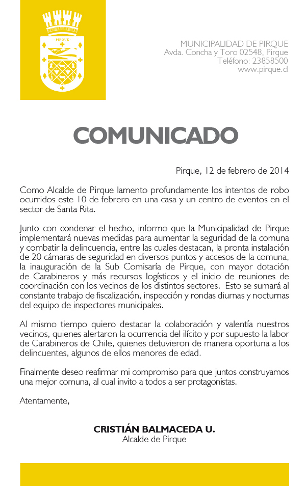Comunicado 12  febrero 2014